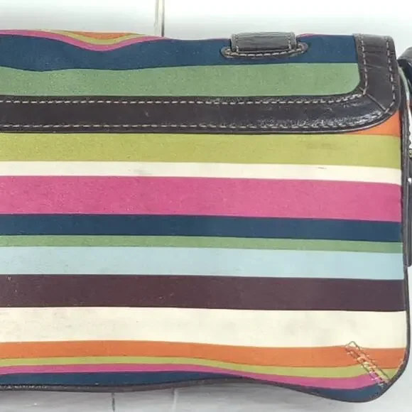 Coach Legacy Stripe Garcia Small Multicolor Canvas Turnlock Clutch Wristlet - Picture 16 of 16